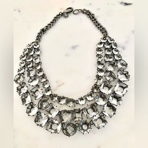 Jcrew Couture Three-layered clear Crystal Statement Necklace